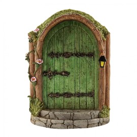 Green Fairy Door Wooden Miniature Fairy Garden Doors Outdoor Mini Fairy Gnome House Accessories for Tree Trunk Ornaments Garden Miniatures,Garden Sculptures and Statues Garden Sculptures and Statues
