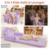 TinyPalsa Kids Couch, Convertible Sofa to Lounger Fold Out, Purple