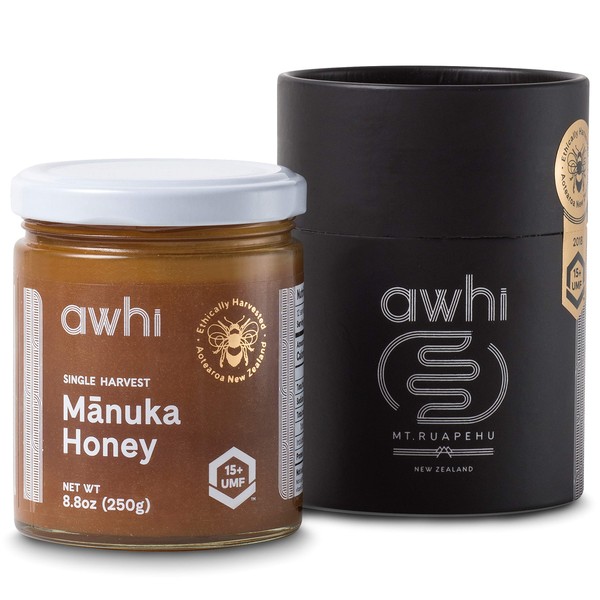 Awhi Single Harvest Mānuka Miel | Certificado UMF15+ (MGO514+) (8.8ox/250g)│Miel cruda de Nueva Zelanda