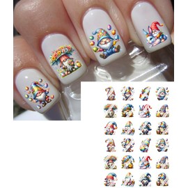 Cute Easter Gnomes Design #3 Nail Art Decals- Waterslide Nail Decals (Adult XLarge 0.6" inches)