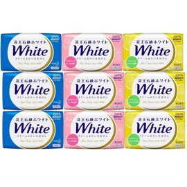 Kao White Solid Soap, Bath Size, 4.6 oz (130 g), Aromatic Rose, Refresh, Citrus, White Floral, Set of 3, 9 Pieces, Post Mailing