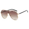 Oversized One-piece Lens Fashion Sunglasses for Women, Metal Hollow Out,