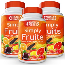 Simply Nature's Pledge - 90 Fruit Capsules - Made with Whole Food Superfoods, Packed with 25 Different Fruits - 100% Soy Free 90 Count (Pack of 3)