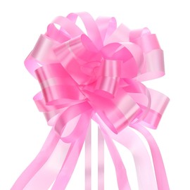 MECCANIXITY 10pcs 7 Inch Large Big Pull Bow Car Gift Wrapping Bows Ribbon for Wedding Car Baskets Presents Christmas Bow, Pink/Light Pink