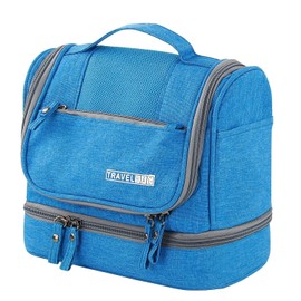 Large Travel Toiletry Bag,M MUNCASO Women Mens Wash Bag, Cosmetic Wash Bag with Dry and Wet Separation 2 Layers Design Waterproof Bathroom Bag (Blue)