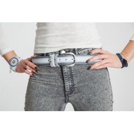 styleBREAKER Belt in vintage look with jewellery band on the clasp, pull seams, rivets, rhinestones, can be shortened, unisex 03010062, red