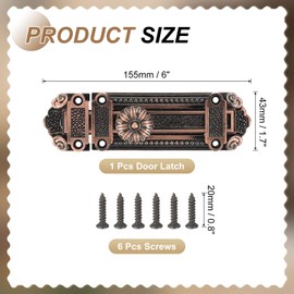 MECCANIXITY Slide Barrel Bolt Latch, 6 Inch Vintage Decorative Security Lock Latch with Mounting Screws for Wooden Door Barn Fence Shed Window, Red Bronze