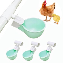 4PC Chicken Water Cups with PVC Tee Fittings for 1/2" Pipe, Automatic Chicken Watering System, Anti-Leak, Holds 50% More Water, Suitable for Chicks, Chicken, Duck, Quail, Birds, Turkey - material: 8 Cups, pattern: Green