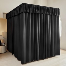 AIKASY Black Thickened Bed Canopy Curtains - Elegant Bedroom Decor for Adults and Girls - Strong Lightproof and Windproof Design(Full, Black)