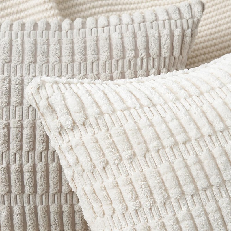 Madizz Pack of 2 Boho Striped Corduroy Throw Pillow Covers