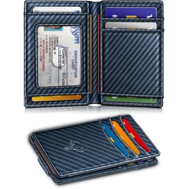 BULLIANT Magnetic Closure Slim Wallet-Genuine Leather Front Pocket Wallet for Men,RFID Blocking,Holds 12 Cards and Money Clip