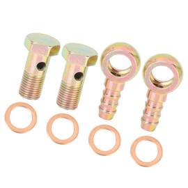 ACROPIX 8 Pcs Banjo Hose Hook Bolt Fittings 12mm Diameter Banjo Hose Barb Bolt Fitting Banjo Bolt Washer Kit Motorcycle Auto Bronze Color