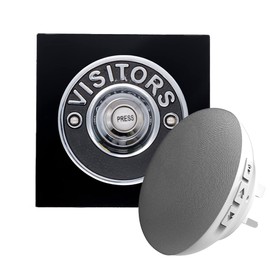 Modern Living Square Perspex Wireless Doorbell in Black and Visitors Chrome - Plug in F5R-Recordable