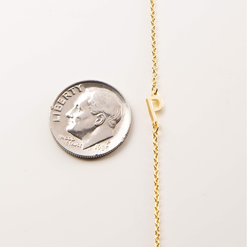 Deidreamers Side Mini Initial 14k Gold on Sterling Silver S