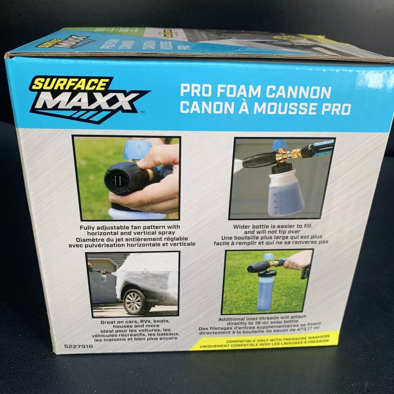 SURFACEMAXX Pro Foam Cannon 5000 MAX PSI Fully Adjustable Fan