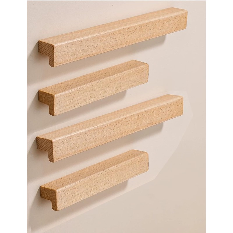 SYZOW 6 Pack Wooden Kitchen Cupboard Handles, Cabinet Hardware Drawer