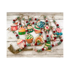 Agape Gifts Designs AGD Christmas Decor - Retro Pink Reindeer Tree Garland 3pc