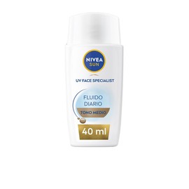 NIVEA SUN Daily Fluid with Colour SPF 50+ 40 ml, Face Sun Cream with Hyaluronic Acid, Licocalcon A & Niacinamide, Ultra Light Face Sun Cream with Matte Effect, Medium