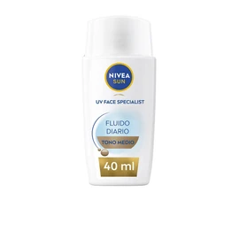 NIVEA SUN Daily Fluid with Colour SPF 50+ 40 ml, Face Sun Cream with Hyaluronic Acid, Licocalcon A & Niacinamide, Ultra Light Face Sun Cream with Matte Effect, Medium