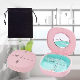 2 Pack Retainer Case with Vent Holes, Mirrors,Compatible with Invisalign,Night Guards,and Mouth Guards Case - Includes Storage Bag,Slim Aligner Remover Tool,Chew & Brush,Travel Essentials Black Pink
