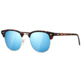 AEVOGUE Polarized Sunglasses For Women And Men Semi Rimless Frame Retro Sun Glasses AE0369 (A3-Tortoise Blue)