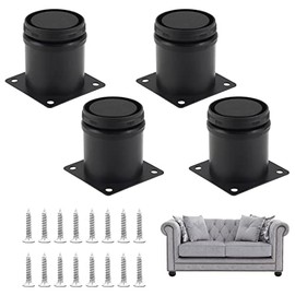Qjaiune Adjustable Furniture Legs 2 Inch / 50mm Sofa Legs Set of 4, 2 Inch Dia Round Stainless Steel Metal Cabinet Feet Couch Foot Replacement for Chair Dresser & Coffee Table DIY (Black)