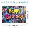AIIKES 6x4ft Colorful Brick Wall Backdrop Retro Graffiti Happy Birthday