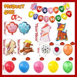 Dog Geburtstag Deko, 32pcs Luftballon Set, Children's Birthday Decoration, Happy Birthday Banner Folienballon Geburtstag Party Deko, Geburtstagsdeko für Jungen und Mädchen