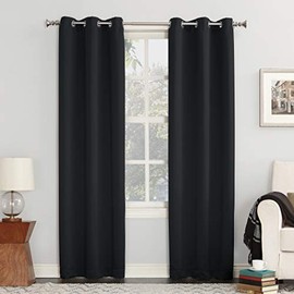 Sun Zero Easton Blackout Energy Efficient Grommet Curtain Panel, 40" x 63", Black