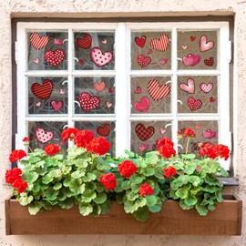 JarThenaAMCS 18 Sheets Valentines Day Window Cling Set St. Patrick's Easter 4th of July 204 Pcs Window Stickers Double-Side Heart Shamrock Egg Star Glass Decals for Party Supplies, 7.9 x 11.8 Inch