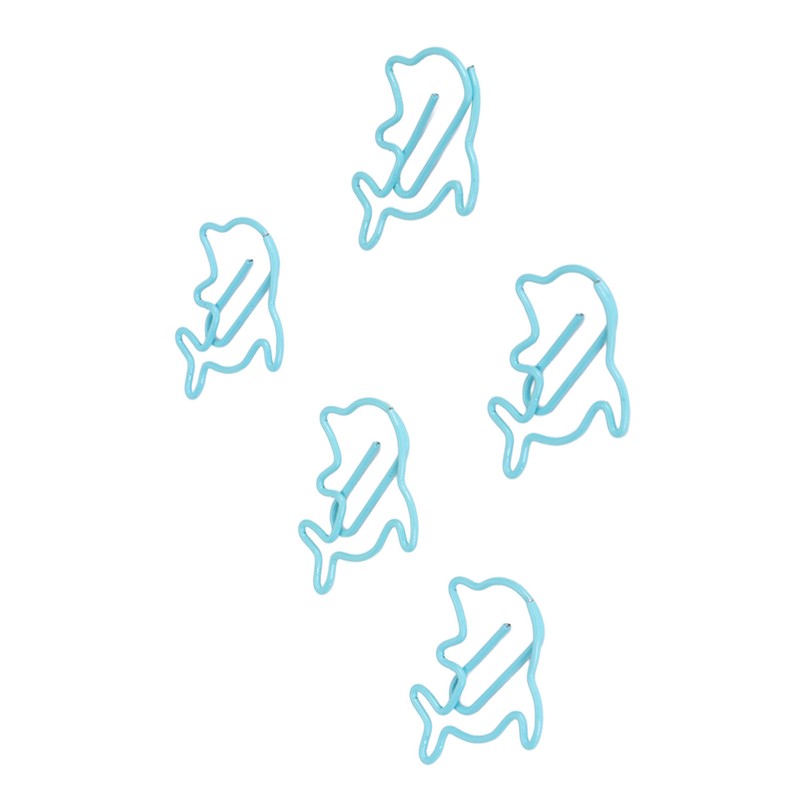 100Pcs Cute Paper Clips Blue Dolphin Style Exquisite Color Strong