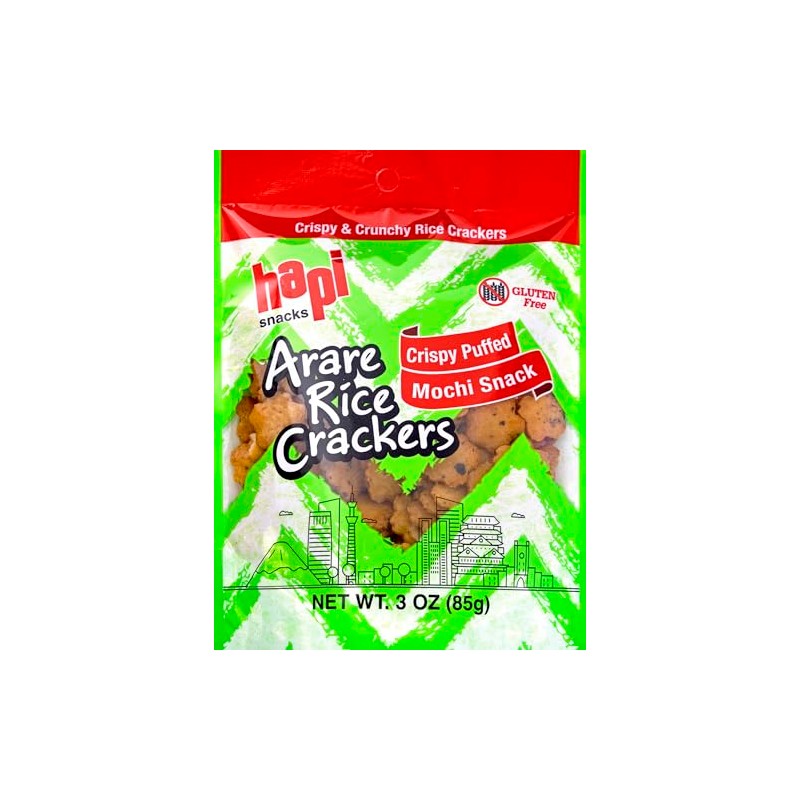 Hapi Crispy Puff Mochi Arare Rice Crackers, 3 oz (Pack