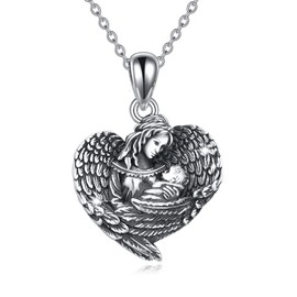 YAFEINI Angel Wings Necklace Mother Necklace Mothers Day Gifts for Women Mom Grandma Wife