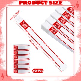 AmazingSpark 600 Pcs Red Allergy Alert Warning Paper Wristbands Disposable Hospital Patient Bracelets ID Wristbands for Allergy Alert Identification Bands for Sports