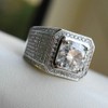 LRESJJIUJ 925 Silver Cuble Zirzon Diamond Engagement Band fo Men