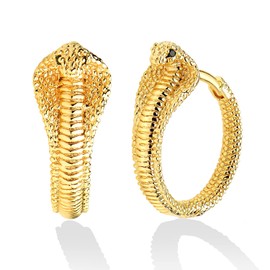 Fettero Women's Pierced Earrings, Hoop Earrings, Allergy-Free, Metal Allergy-Free, Made of Surgical Stainless Steel and 14K Gold, Popular Choice, for Both Ears, Metal, Cubic Zirconia