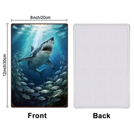SUPERDANT Shark Tin Signs Sea Fish Metal Sign Ocean Life Iron Wall Decor Retro Poster for Living Room Bedroom Bars Restaurants Cafe Pubs Home Decorative Plaque Garage Man Cave Decoration