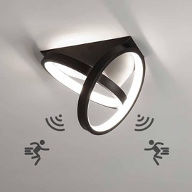 26 W LED Ceiling Light with Motion Sensor Indoor Sensor Lamp Modern Ceiling Light with Sensor for Hallway Stairs Living Room Balcony Kitchen Garage Porch Office Black Interior Lamps Cool White Light 6000 K