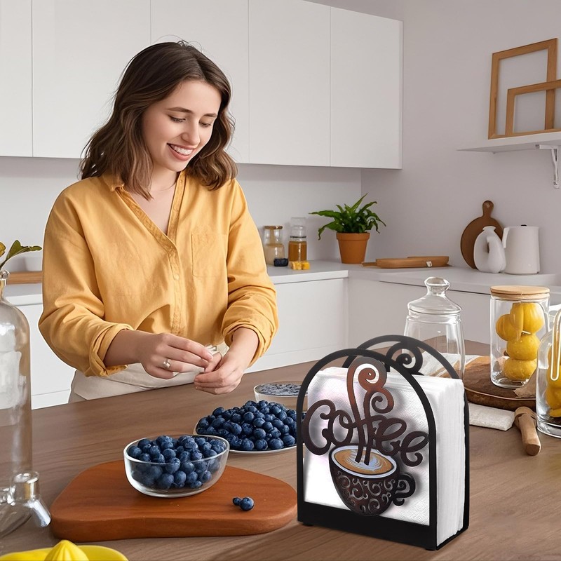Cinnvoice Coffee Metal Napkin Holder Kitchen Decorative Paper Towel Stand
