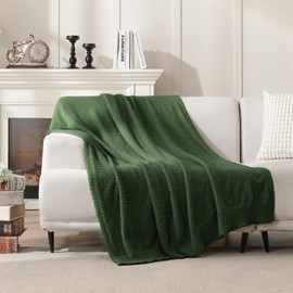Knit Throw Blanket Super Soft Warm Blanket for Couch Lightweight Fluffy Blanket for Bed Sofa 50x60 Inches Dark Green
