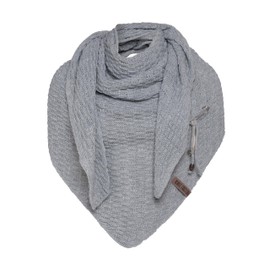 KNIT FACTORY - Jaida Triangular Scarf - Women's Knitted Scarf with Wool - High Quality - XXL Scarf - 190 x 85 cm, gray