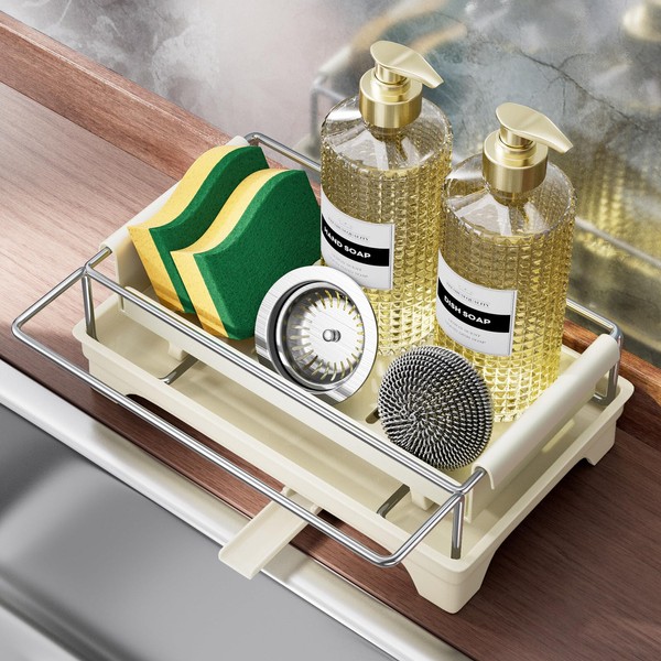 Sponge Holder for Kitchen, Sink Caddy Organizer with Quick Drain