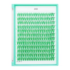 Bodermincer Bandeja Grande De 240 Unidades De Pestañas Postizas Individuales Con Rizo En Forma De D, 20D/30D/40D/50D, Para Hacer En Casa (Mezcla De 20D, Verde Oscuro, 14-1 Negro