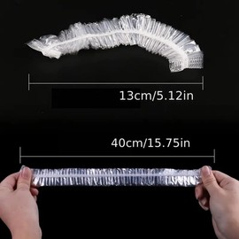 100PCS Plastic Disposable Shower Caps, Thick Waterproof Elastic Plastic Shower Caps, Shower Cap Disposable Elastic Bath Cap Waterproof Hair Caps for Home Use, Hotel, Spa, and Hair Salon