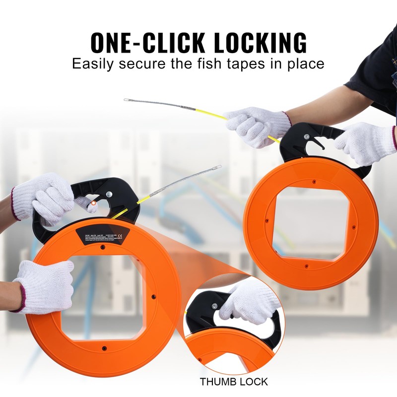 Happybuy 100 ft Fiberglass Fish Tape – Flexible, Non-Conductive Wire