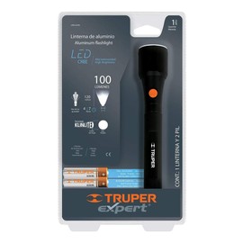 Truper Expert LINA-2AAN, Linterna de aluminio de pilas, 100 lúmenes, led alta potencia