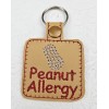 Allergy Alert Tag Leather Handmade Embroidered 2"-2" Snap Closure Peanut