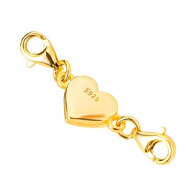 Heart Magnetic Jewelry Clasps, 925 Sterling Silver Double Lobster Magnetic Lobster Jewelry Lobster Clasp Necklace Extender for Necklace Bracelet DIY Jewelry Making (14K Gold Plated)