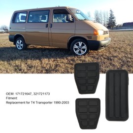 Car Pedals Replacement, Rubber for Accelerator Pedal T4, Accelerator Pad Kit, 3-Piece Clutch Brake, Accelerator Pad Kit, Clutch, Brake Pedal Pad Kit, Rubber, Black, Replacement for T4 Transporter