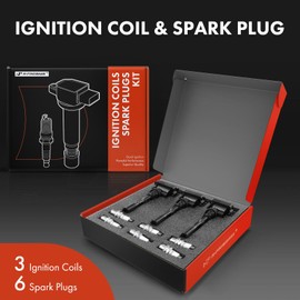 A-Premium Juego de 3 Bobinas de Encendido y 6 Bujías de Iridio Compatible con Hyundai Santa Fe 2003-2006, XG350 2003-2005 & Kia Amanti 2004-2006, V6 3.5L